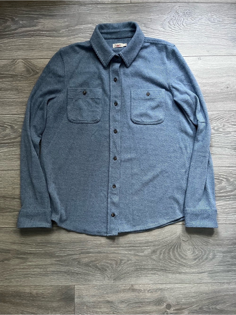 Faherty Blue Long Sleeve Textured Button Down Relaxed Fit Warm Cozy Shirt Size M